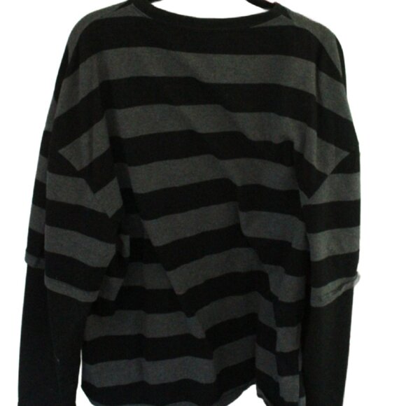 Harajuku Oversized Striped T-Shirt Long Sleeve Crew Neck Pullover - Picture 3 of 3